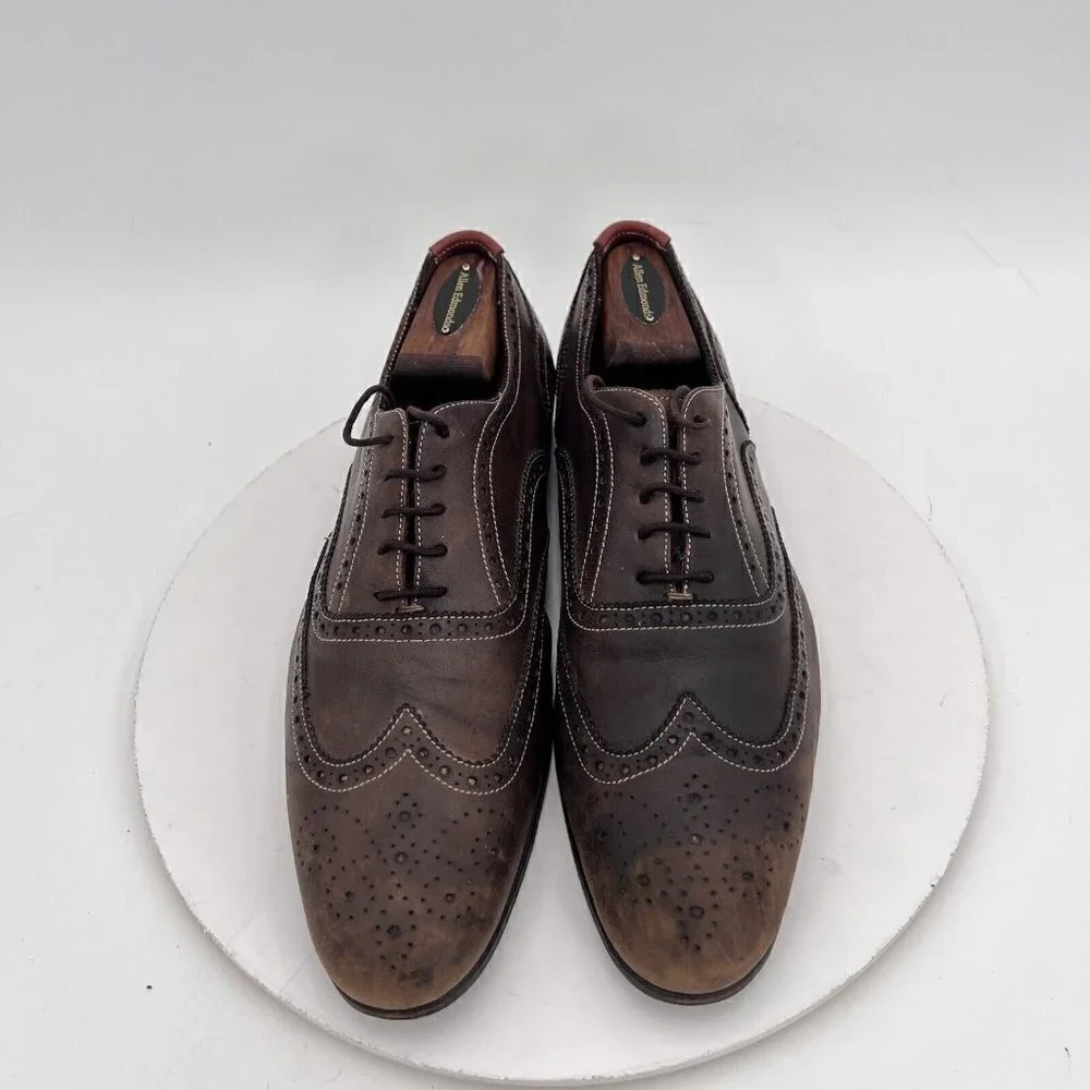 Paul Smith Men Size 7.5 Brown Leather Brogue Wingtip Lace Up Dress Shoes